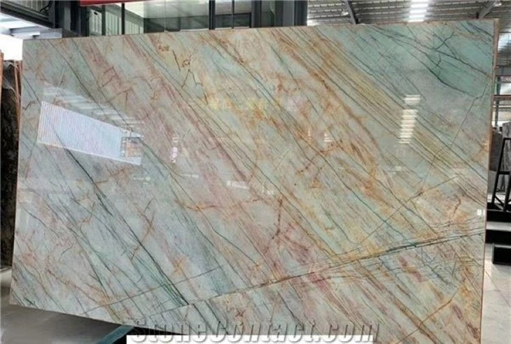aurora-borealis-quartzite-slab wall 